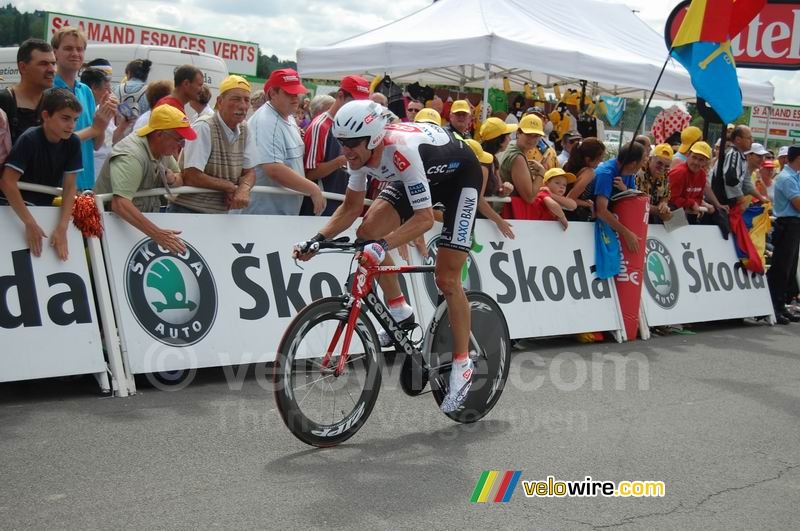 Jens Voigt (CSC Saxo Bank) at the finish in Saint-Amand-Montrond