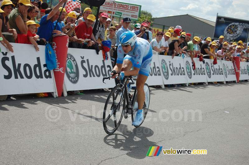 Markus Fothen (Gerolsteiner) bij aankomst in Saint-Amand-Montrond