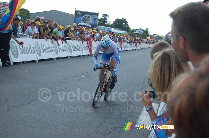 Christian Vandevelde (Garmin Chipotle) à l'arrivée à Saint-Amand-Montrond