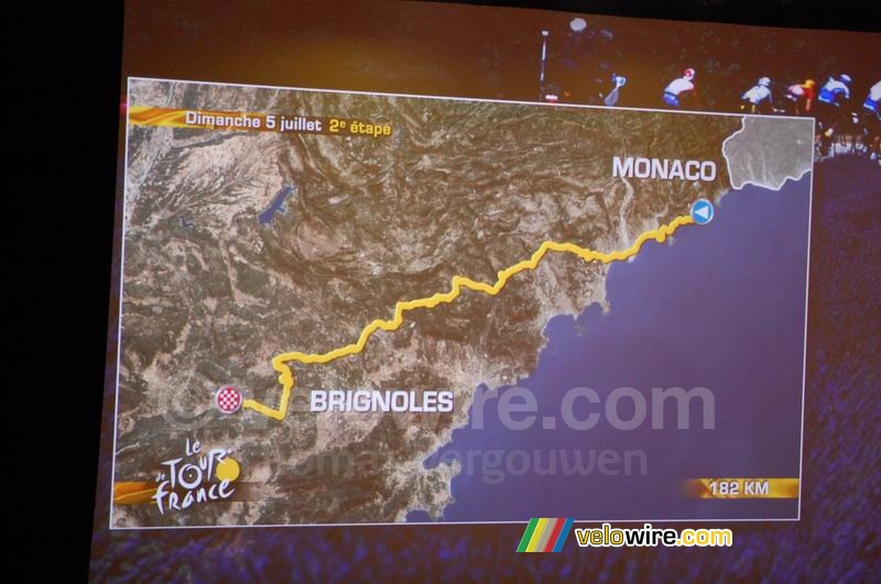 Parcours 2ème étape : Monaco > Brignoles (dimanche 5 juillet, 182 km)
