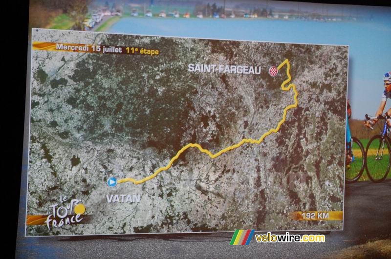 Parcours 11de etappe: Vatan > Saint-Fargeau (woensdag 15 juli, 192 km)