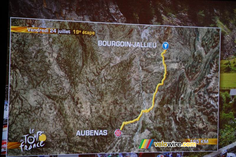 Parcours 19ème étape : Bourgoin-Jallieu > Aubenas (vendredi 24 juillet, 195 km)