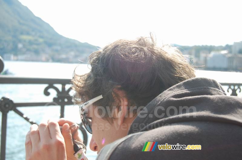 François-Xavier takes a picture in Lugano