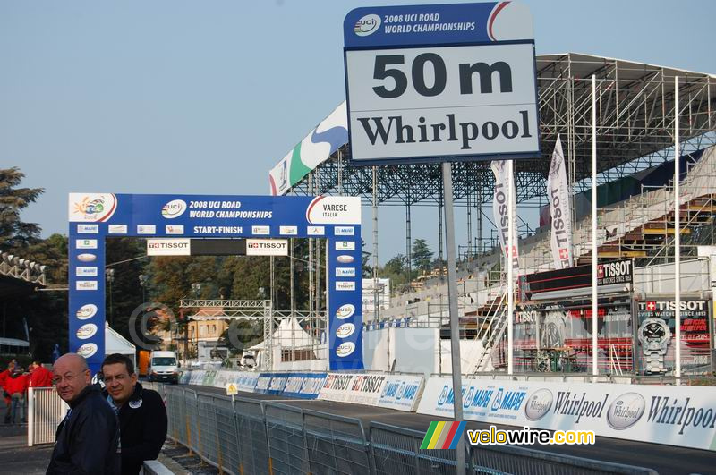 La ligne d'arrivée des Championnats du Monde au Mapei Cycling Stadium