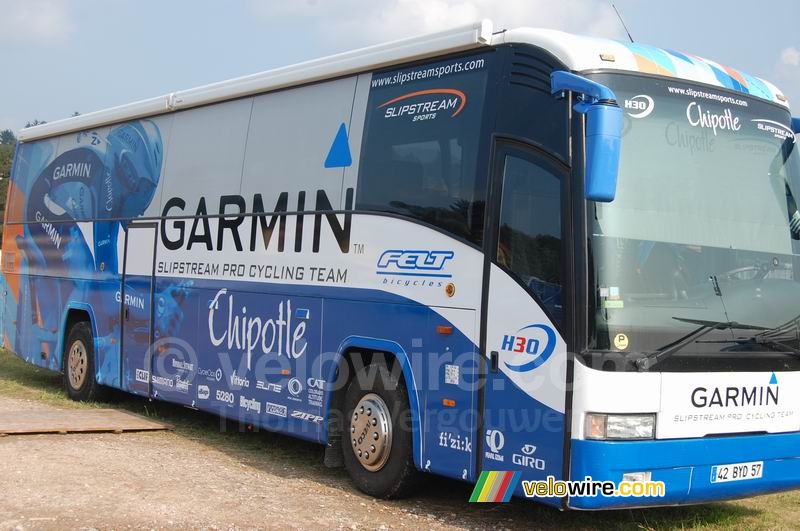 The Garmin Chipotle team bus