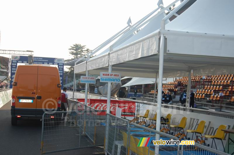 The warming up area for the time trial