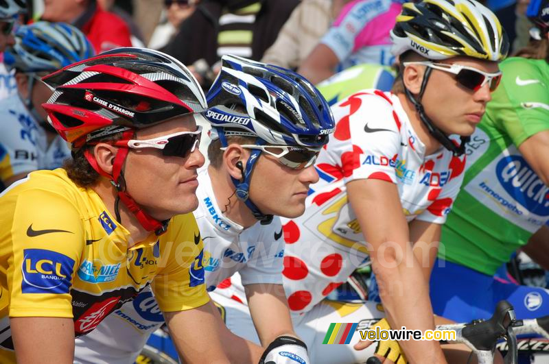 Luis Leon Sanchez (Caisse d'Epargne), Kevin Seeldrayers (Quick.Step) & Tony Martin (Columbia High Road)