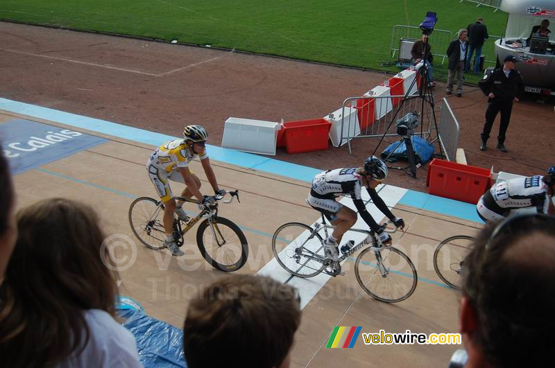 Fabian Cancellara, Kasper Klostergaard (Saxo Bank) & Bernhard Eisel (Columbia High Road)