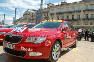 The official Tour de France cars on the Place de la Comédie in Montpellier (334x)