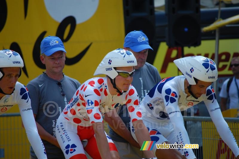 Jussi Veikkanen (Française des Jeux) with the polka dot jersey