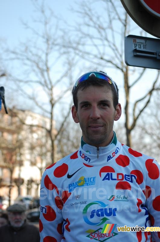 Laurent Mangel (Saur-Sojasun) poses with the polka dot jersey