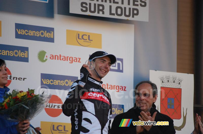 Xavier Tondo (Cervélo TestTeam) op het podium (4)