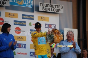 Alberto Contador (Astana) on the podium in Tourrettes-sur-Loup (4) (318x)