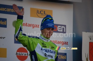 Peter Sagan (Liquigas-Doimo) on the podium in Tourrettes-sur-Loup (383x)