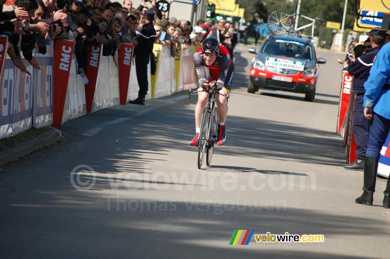 Ben Hermans (Team Radioshack) bij de finish