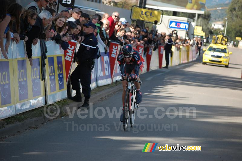 David Lopez Garcia (Caisse d'Epargne) bij de finish