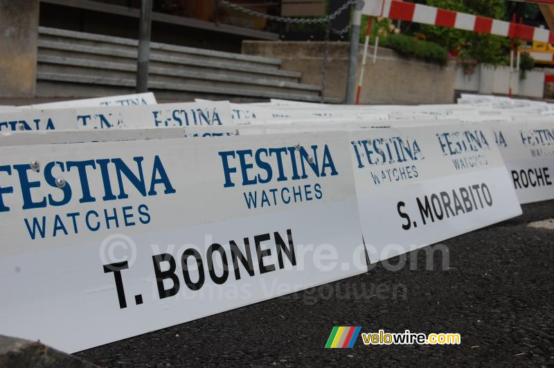 Plaques des noms - Tom Boonen & Steve Morabito