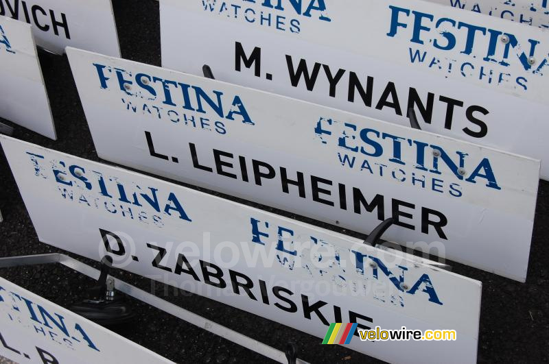 Name plates - David Zabriski, Levi Leipheimer & Maarten Wynants