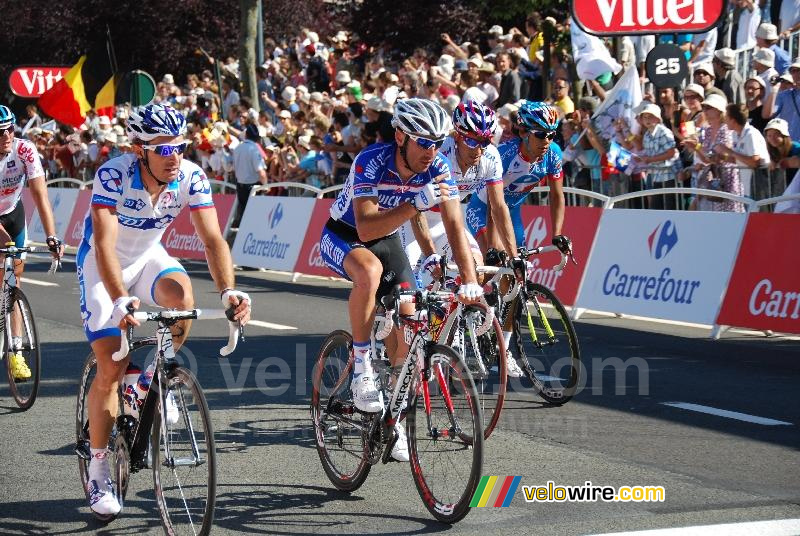 Christophe Le Mével (FDJ), Jérôme Pineau (Quick Step), Alexandr Kolobnev (Katusha Team) & Yukiya Arashiro (Bbox Bouygues Telecom)