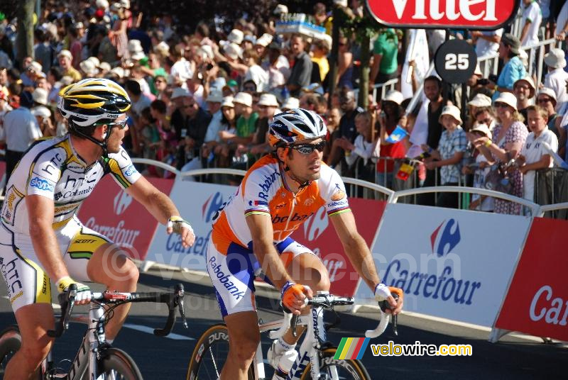 Mark Cavendish (HTC-Columbia) & Oscar Freire (Rabobank)