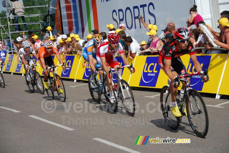 Rui Costa (Caisse d'Epargne), Rmi Pauriol (Cofidis), Ryder Hesjedal (Garmin-Transitions), Ivan Velasco (Euskaltel-Euskadi) & Carlos Sastre (Cervlo TestTeam)