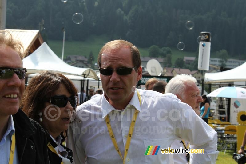 Christian Prudhomme in the soap bubbles