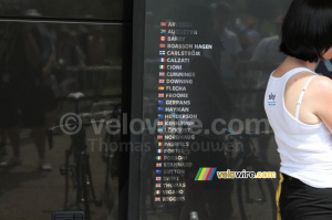 The names of the Team Sky riders on the bus (857x)