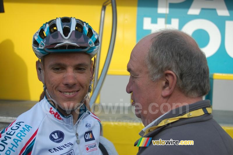 Philippe Gilbert (Omega Pharma-Lotto) avec Jean-François Pescheux