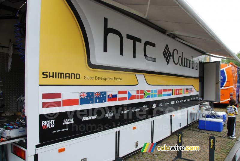 Le camion atelier de HTC-Columbia