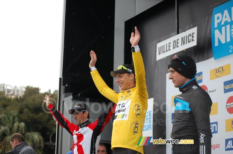 Le podium de Paris-Nice 2011 : Andreas Klöden, Tony Martin & Bradley Wiggins