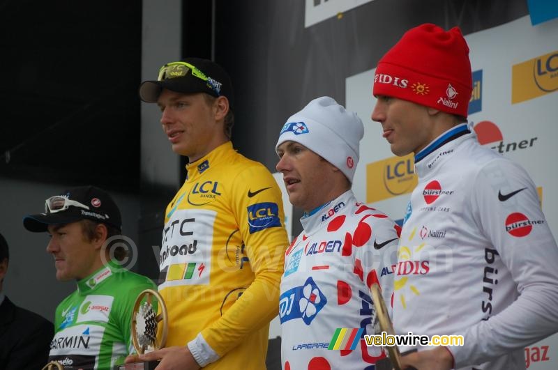 The podium of jerseys for Paris-Nice 2011