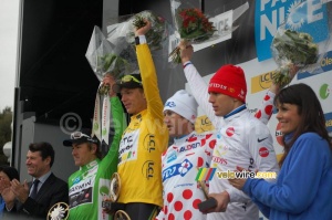 The podium of jerseys for Paris-Nice 2011 (2) (747x)