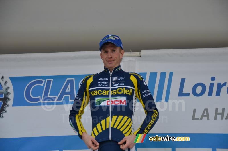 Lieuwe Westra (Vacansoleil-DCM Pro Cycling Team) op het podium (2)