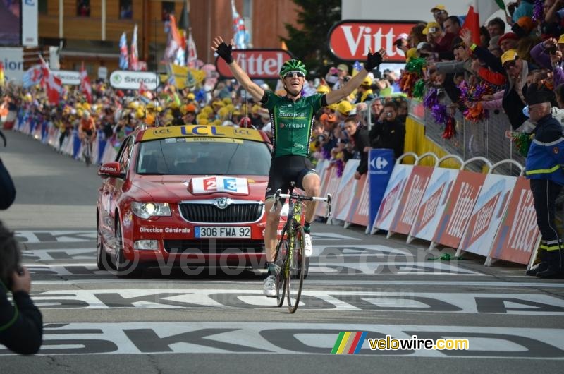 Pierre Rolland (Team Europcar) wint op Alpe d'Huez